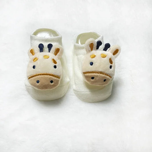Cute Cartoon 3D Doll Socks Newborn Rubber Anti-Slip Floor Socks Cotton Infant Toddler Baby Boys Girls Socks 0-3 Years Old